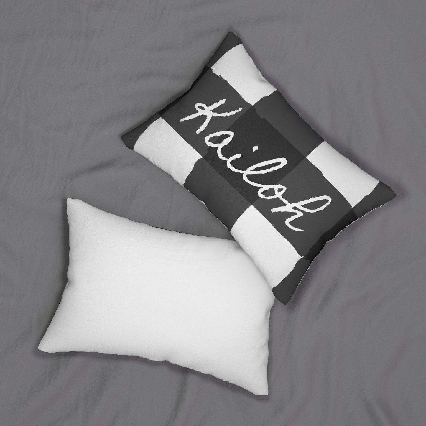 Perfectly Imperfect Personalized Checkered Black/White Lumbar Pillow