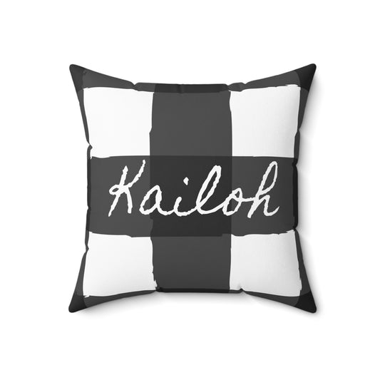 Perfectly Imperfect Personalized Black/White Checkered Square Pillow