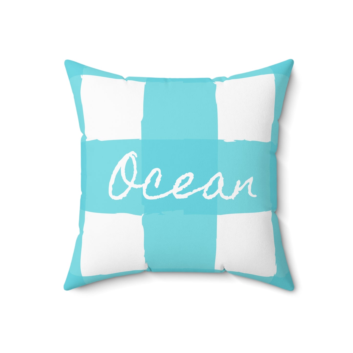 Perfectly Imperfect Aqua/White Square Pillow