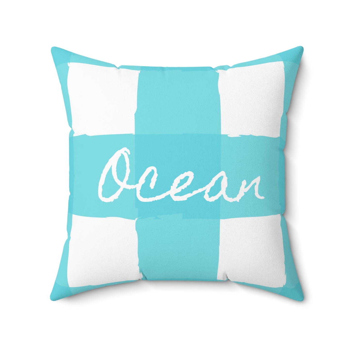 Perfectly Imperfect Aqua/White Square Pillow