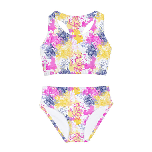 Watercolor Floral Dreams Girls Two Piece Swimsuit