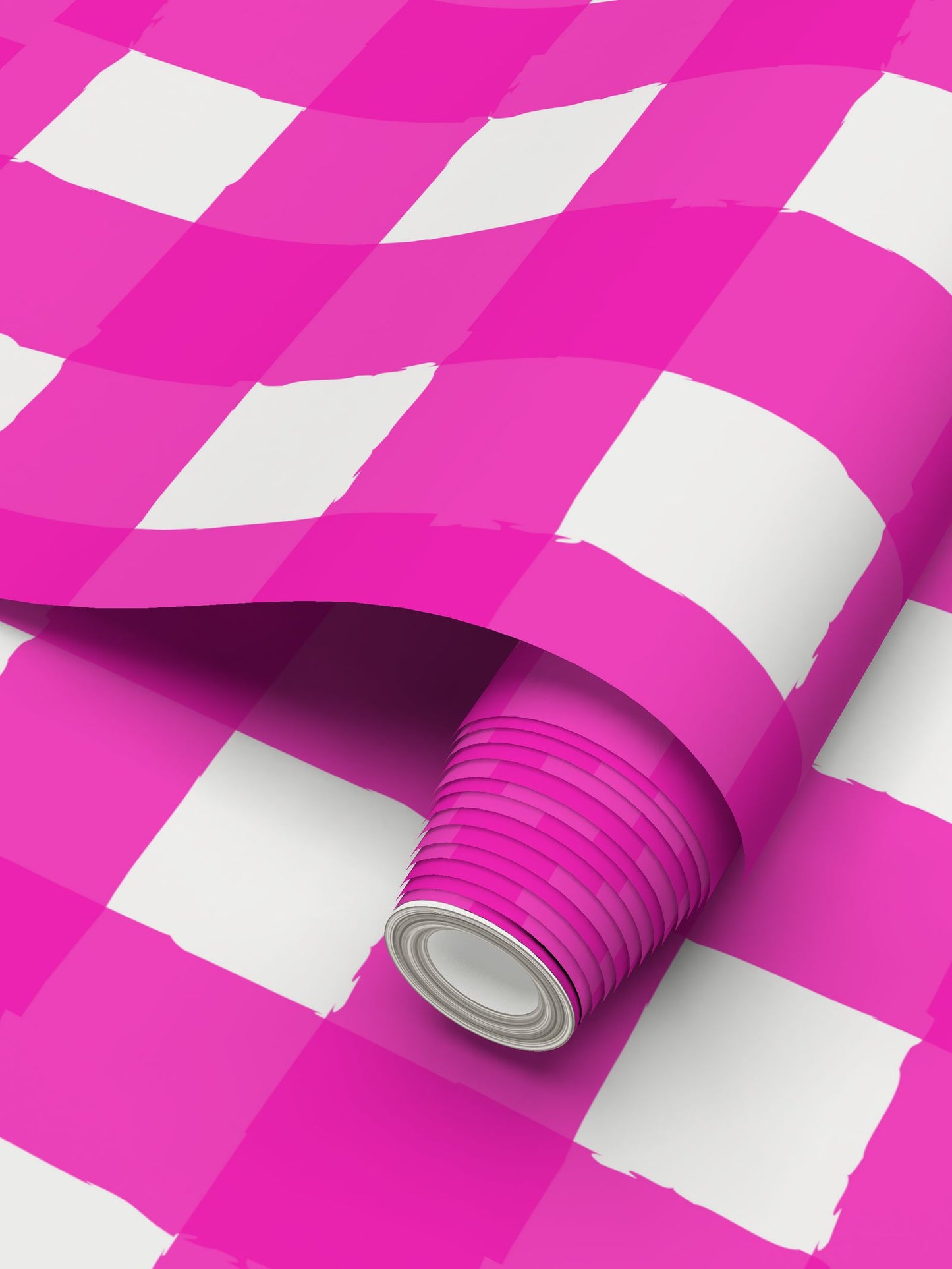 Perfectly Imperfect Hot Pink/White Checkered Wallpaper