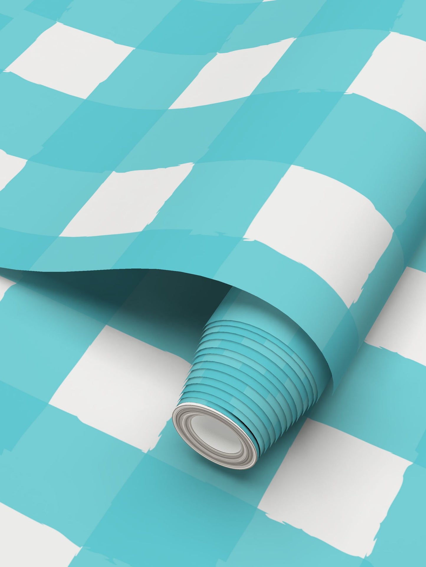 Perfectly Imperfect Aqua/White Checkered Wallpaper