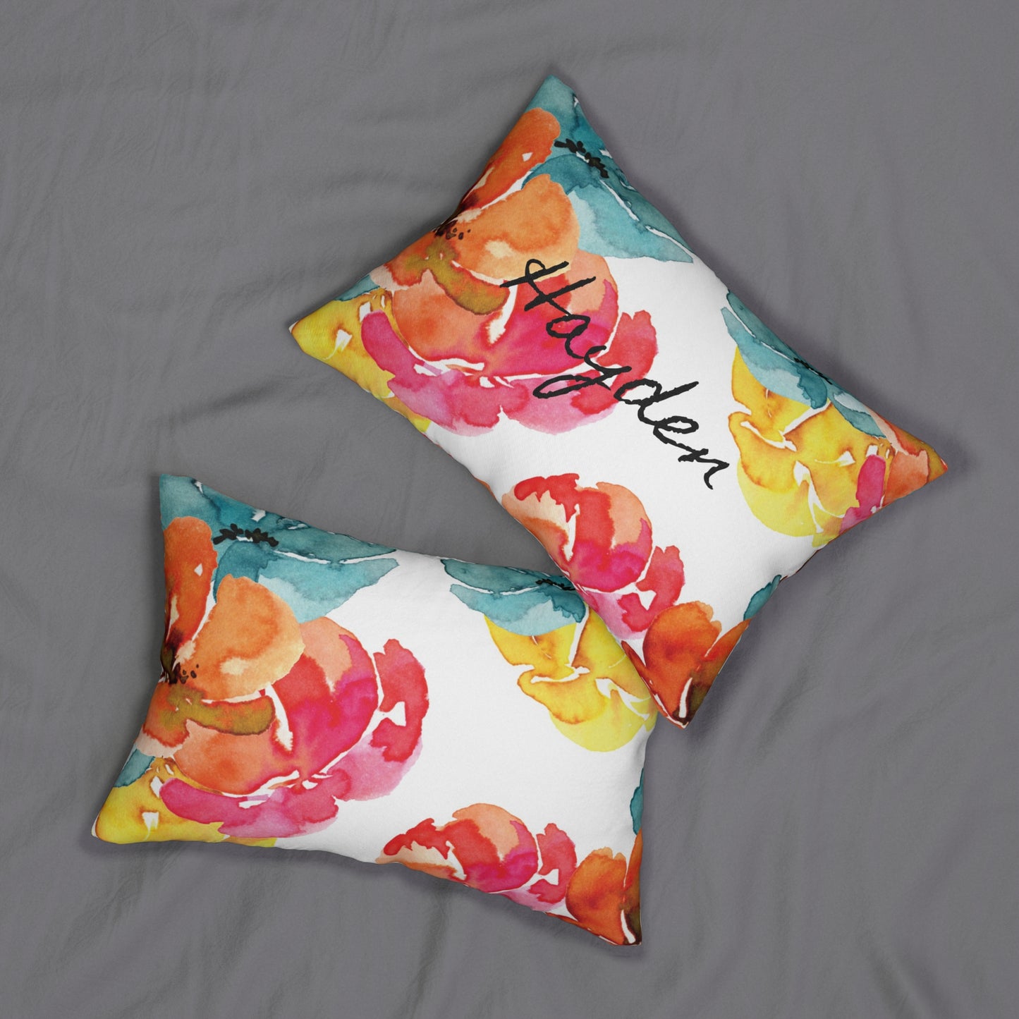 Personalized Flower Power Lumbar Pillow