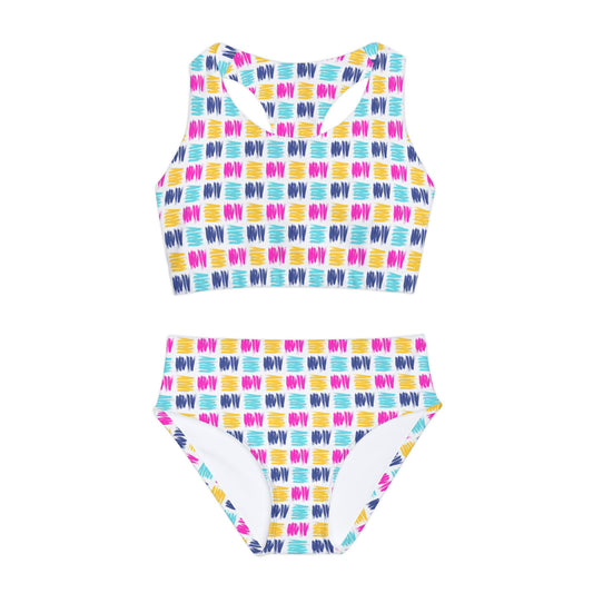 Girls Scribble Two Piece Swimsuit