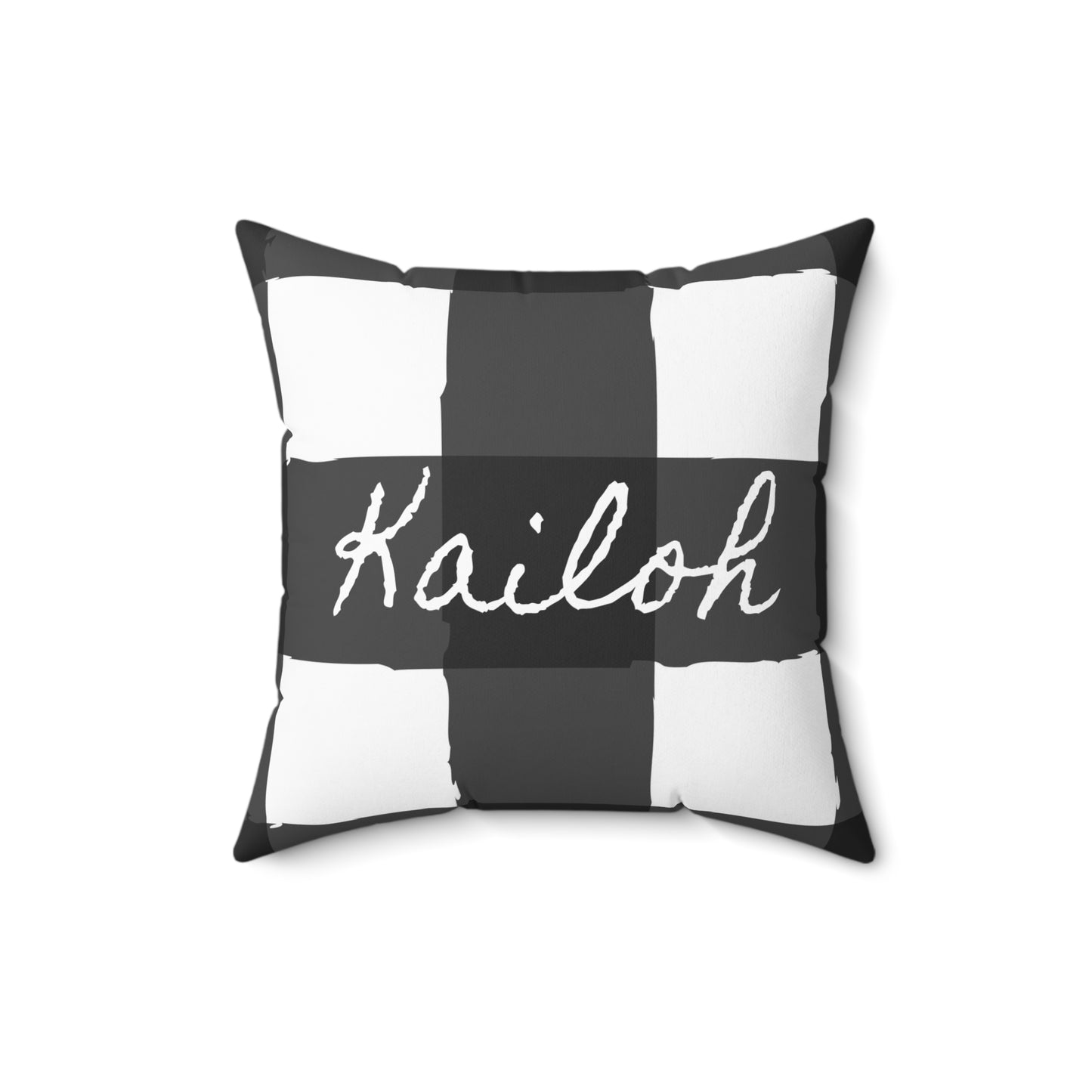 Perfectly Imperfect Personalized Black/White Checkered Square Pillow