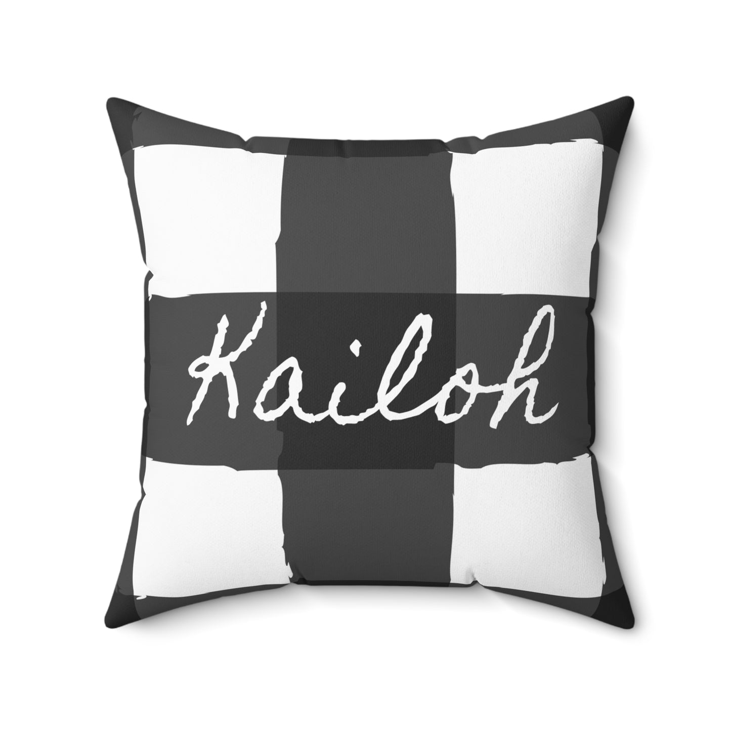 Perfectly Imperfect Personalized Black/White Checkered Square Pillow