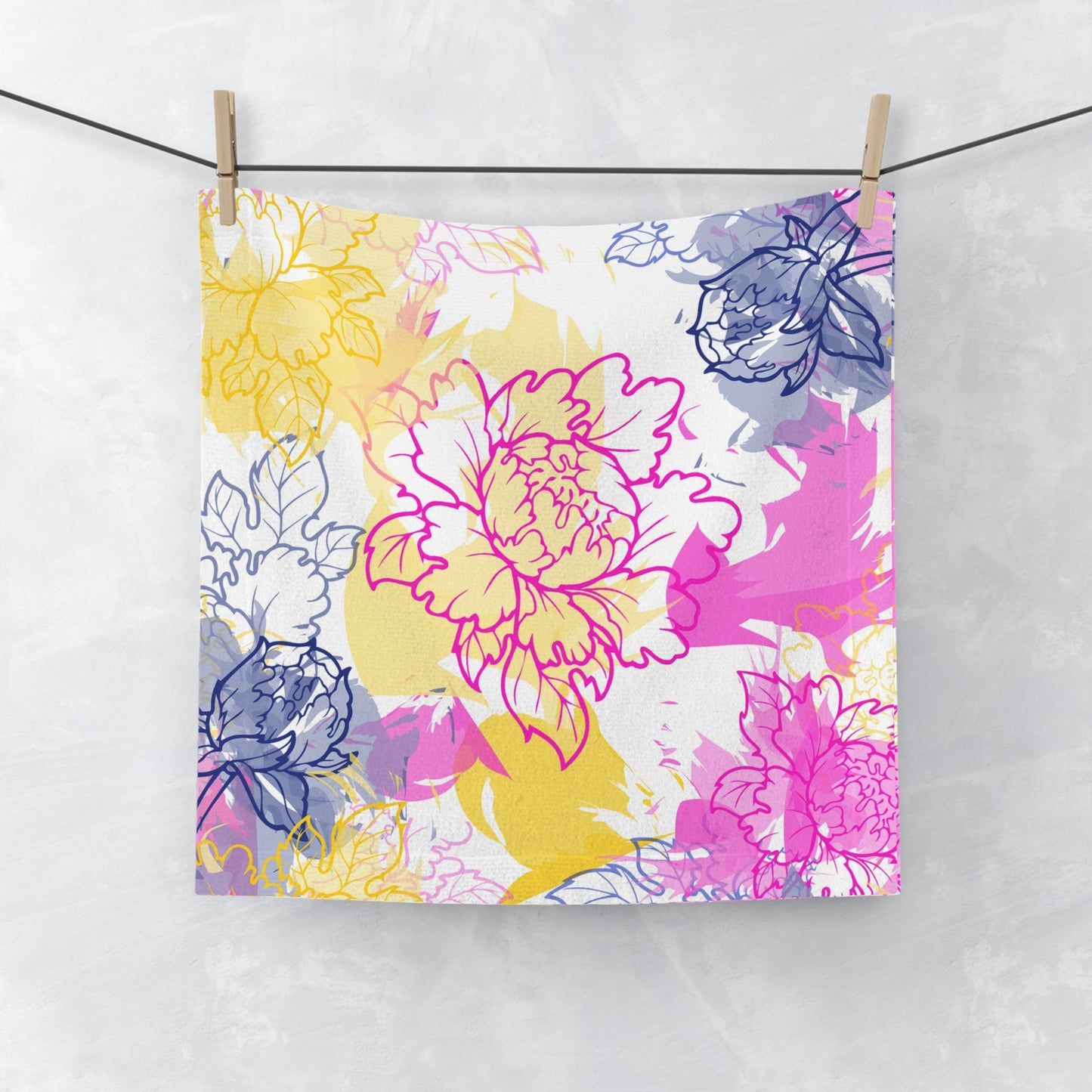 Watercolor Floral Dreams Face Towel