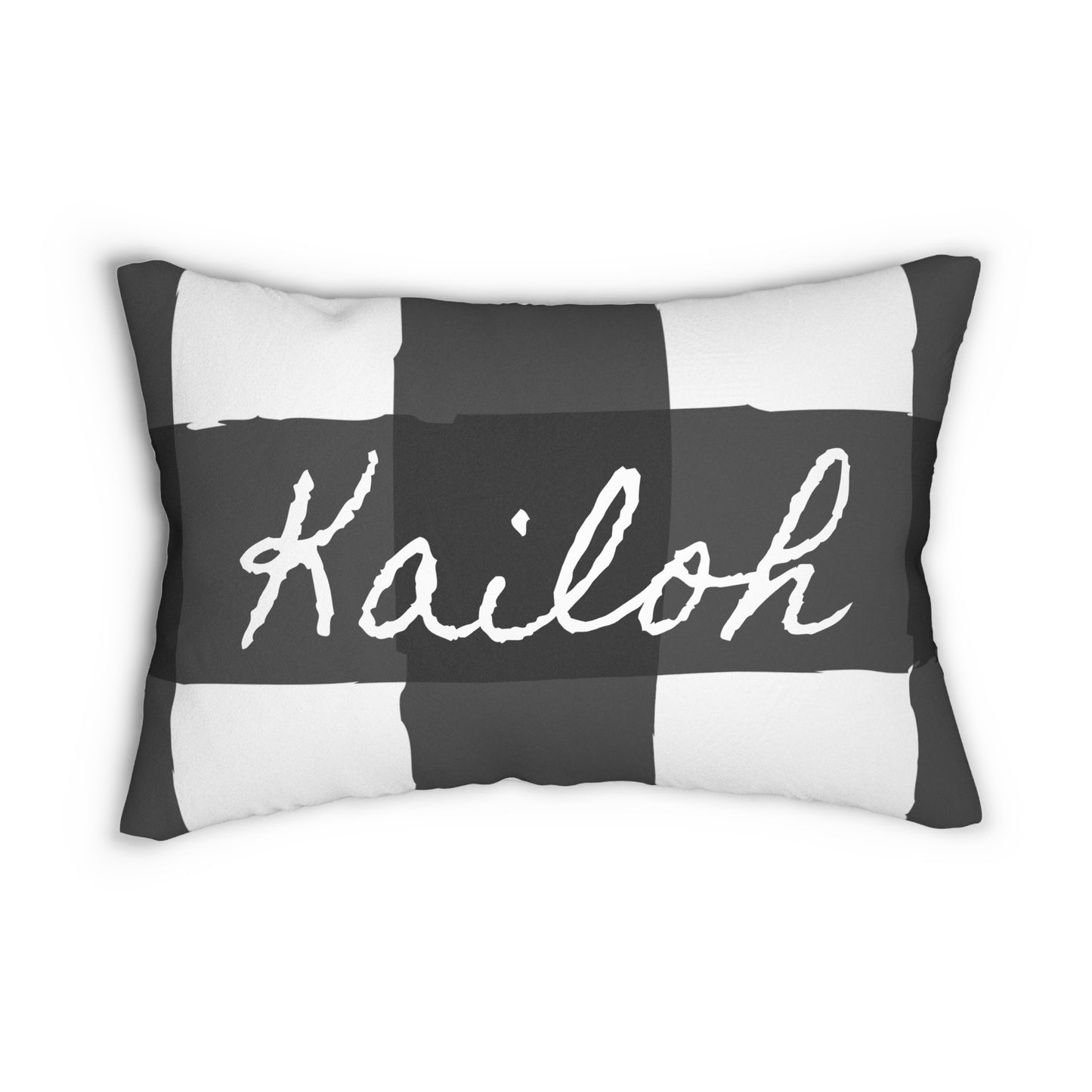 Perfectly Imperfect Personalized Checkered Black/White Lumbar Pillow