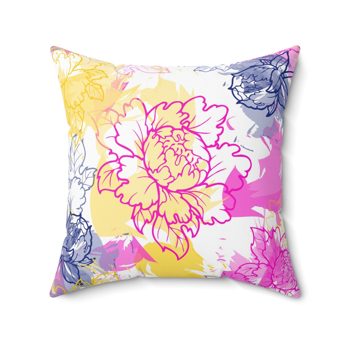 Watercolor Floral Dreams Square Pillow