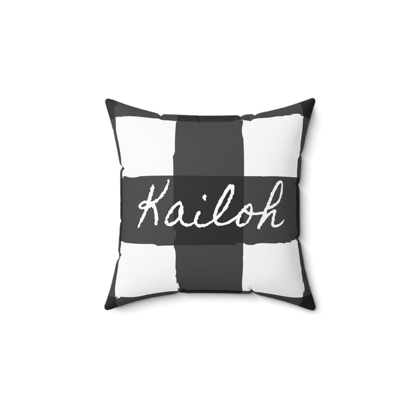 Perfectly Imperfect Personalized Black/White Checkered Square Pillow